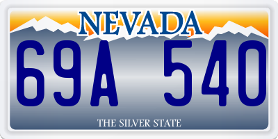NV license plate 69A540