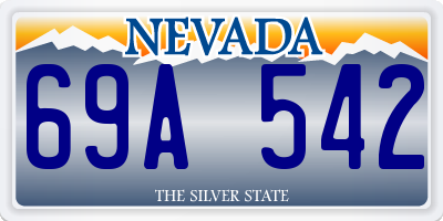 NV license plate 69A542