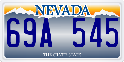 NV license plate 69A545