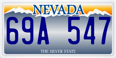 NV license plate 69A547