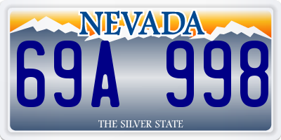 NV license plate 69A998