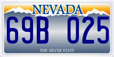 NV license plate 69B025