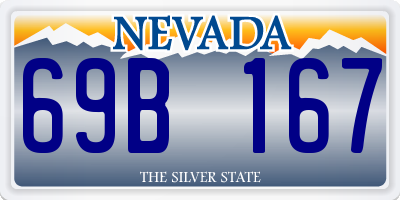 NV license plate 69B167