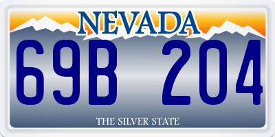 NV license plate 69B204