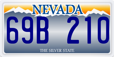 NV license plate 69B210