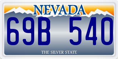 NV license plate 69B540