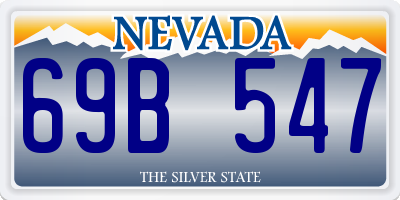 NV license plate 69B547