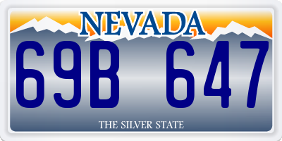 NV license plate 69B647