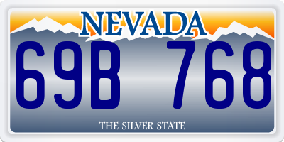 NV license plate 69B768