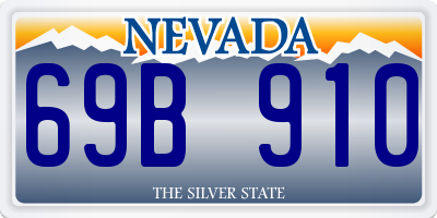 NV license plate 69B910