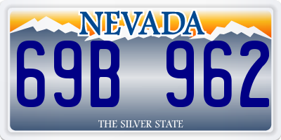 NV license plate 69B962