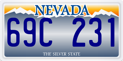 NV license plate 69C231