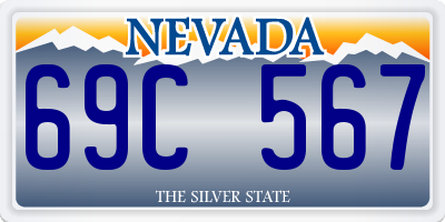 NV license plate 69C567
