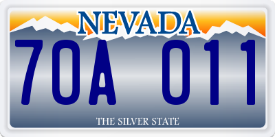 NV license plate 70A011