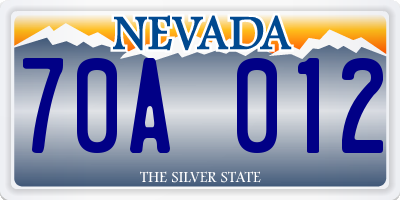 NV license plate 70A012
