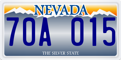 NV license plate 70A015