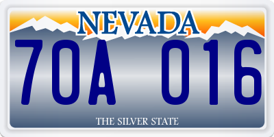 NV license plate 70A016