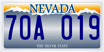 NV license plate 70A019