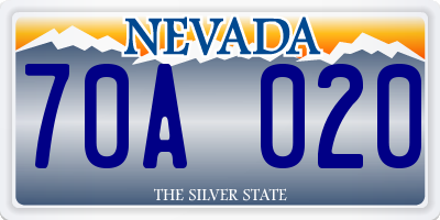 NV license plate 70A020