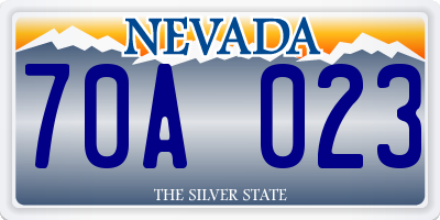 NV license plate 70A023