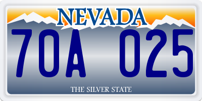 NV license plate 70A025