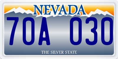 NV license plate 70A030