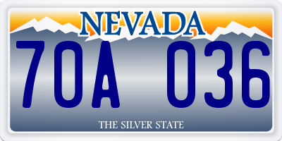 NV license plate 70A036