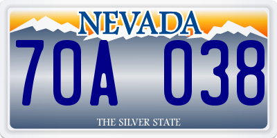 NV license plate 70A038