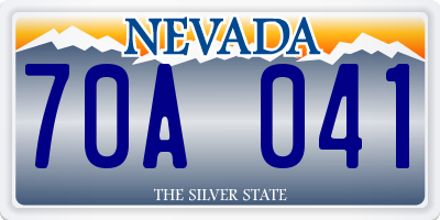 NV license plate 70A041