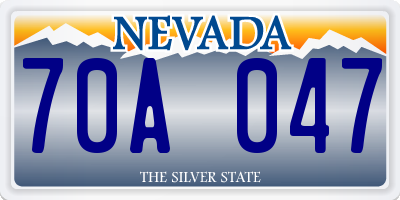 NV license plate 70A047