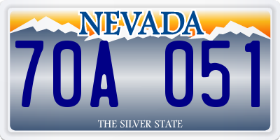 NV license plate 70A051