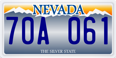 NV license plate 70A061