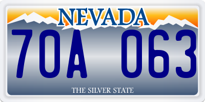 NV license plate 70A063