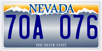 NV license plate 70A076