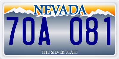 NV license plate 70A081