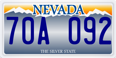 NV license plate 70A092
