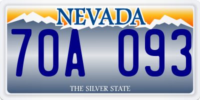 NV license plate 70A093