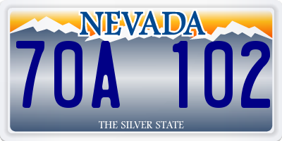 NV license plate 70A102