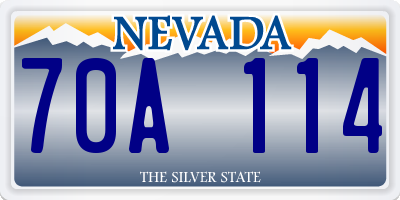 NV license plate 70A114