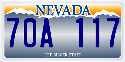 NV license plate 70A117