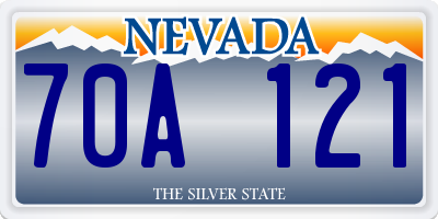 NV license plate 70A121