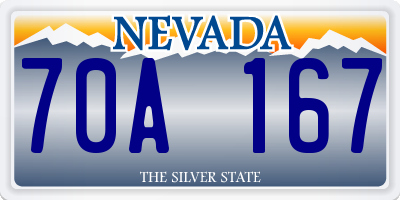 NV license plate 70A167