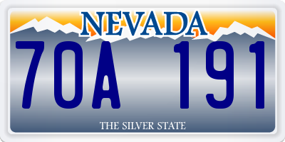 NV license plate 70A191