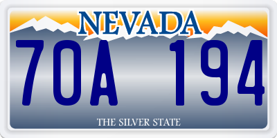 NV license plate 70A194