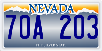 NV license plate 70A203