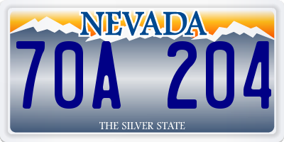 NV license plate 70A204