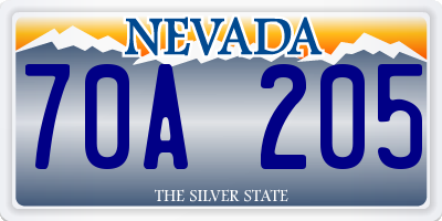 NV license plate 70A205