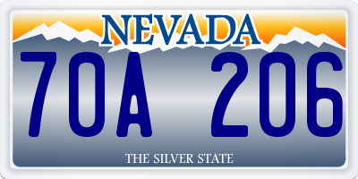 NV license plate 70A206