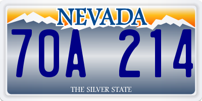 NV license plate 70A214