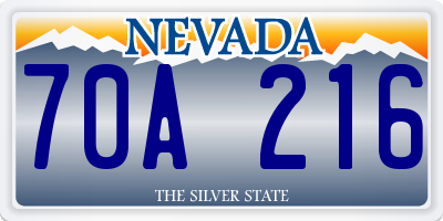 NV license plate 70A216